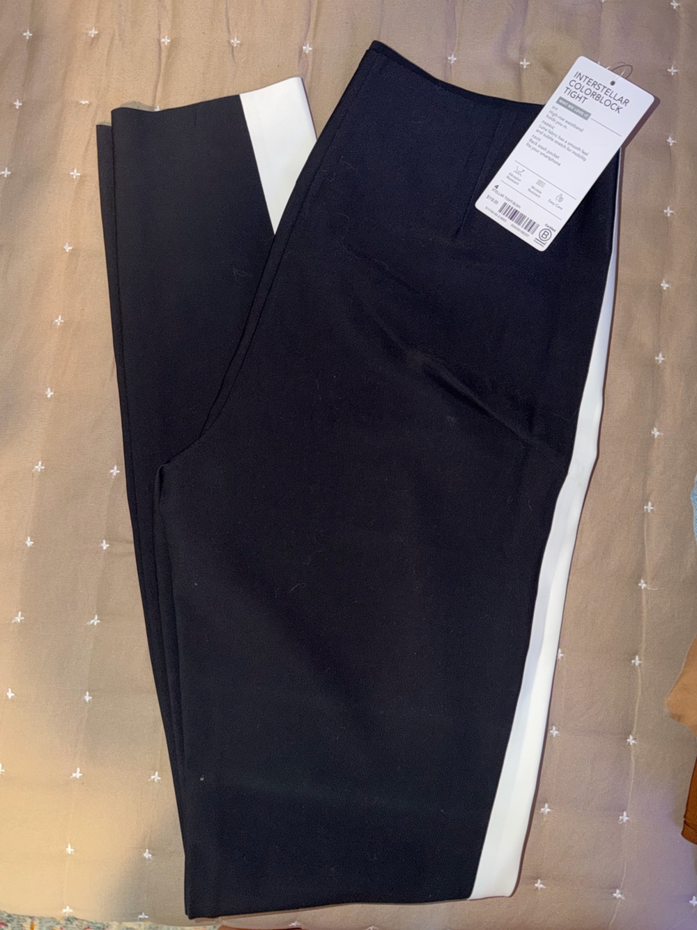 Athleta Interstellar Black Tight with White Side Stripe